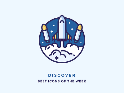 Best icons of the week! blast discover icon illustration launch outline rocket shuttle smoke space stars
