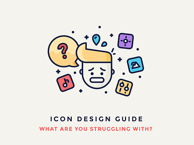 Icon Design Guide - I Need Your Help! character filled icon iconography illustration nervous note outline person picture questions stress