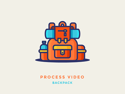 Backpack Process Video backpack bag camping cary icon iconography illustration outdoors outline travel traveler