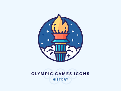 The History of the Olympic Games icons badge filled fire games icon iconographgy illustration olympic outline pictogram stars torch