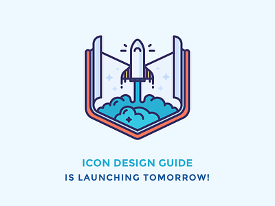 Icon Design Guide book guide icon illustration launch notebook outline pages rocket smoke spaceship
