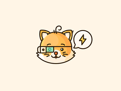 Product Hunt Kitty! cat chat glass google hunt icon illustration kitty lightning outline product tech