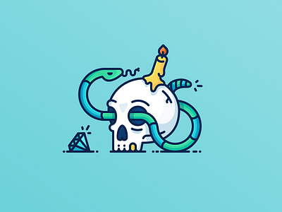 Best Icons of the Month! candle danger dead diamond icon illustration outline pirate skull snake treasure