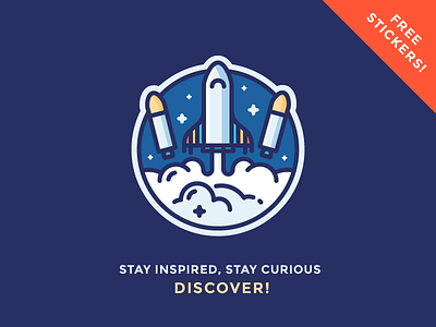 "Discover" Sticker Giveaway! cosmos discover gift giveaway icon illustration outline rocket shuttle space sticker