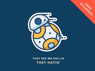 BB8 Sticker Giveaway! bb8 character droid free giveaway icon illustration outline riding rolling star wars sticker