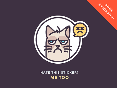 Grumpy Sticker Giveaway! angry cat chat emoji free giveaway grumpy icon illustration outline sad sticker