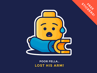 Lego Sticker Giveaway! arm broken character emoji hand icon illustration lego outline shock sticker stress