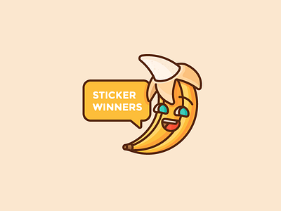 Sticker Winners! banana bubble character chat emoji icon illustration outline peeled sticker winners