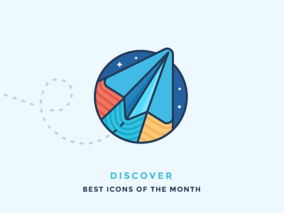 Best Icons of the Month! fly flying hover icon illustration outline paper paper plane plane rainbow space stars