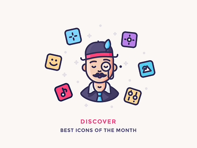 Best Icons Of The Month! character gentleman hat icon illustration man monocle moustache outline reporter sir