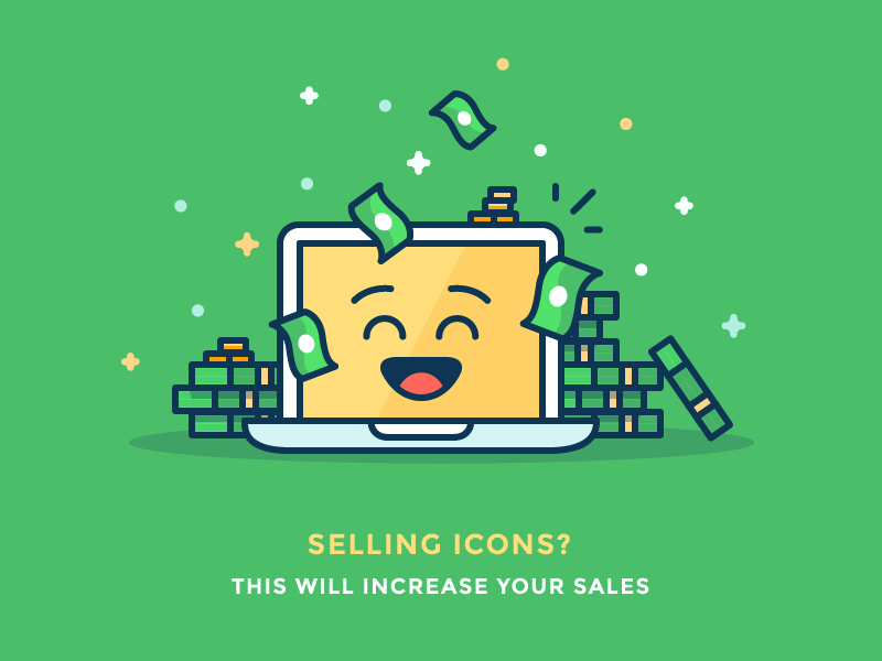 Sell more stock icons! buy sell smile emoji cash money apple mac computer illustration outline icon