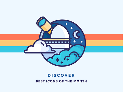 Best Icons Of The Month clouds cosmos discover galaxy icon illustration moon observatory outline space stars telescope