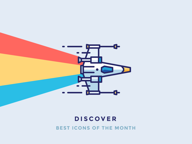Best Icons Of The Month! engine fly flying icon illustration outline race rainbow space spaceship star wars x wing