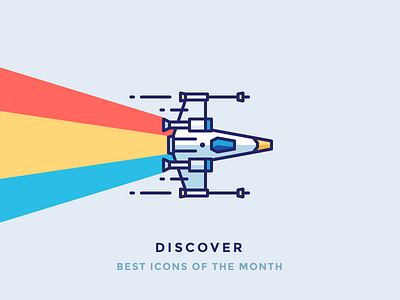 Best Icons Of The Month! engine fly flying icon illustration outline race rainbow space spaceship star wars x wing