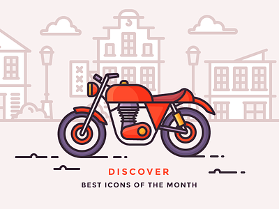 Best Icons Of The Month! bike biker city drive icon illustration motorbike motorcycle outline ride village wild west