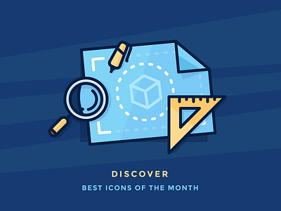 Best Icons Of The Month! blueprint cube icon illustration magnifying glass map outline pencil plan ruler sketch wireframes