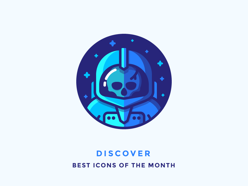 Best Icons Of The Month! astronaut cosmonaut cosmos dead icon illustration outline skull space spaceman spacesuit stars