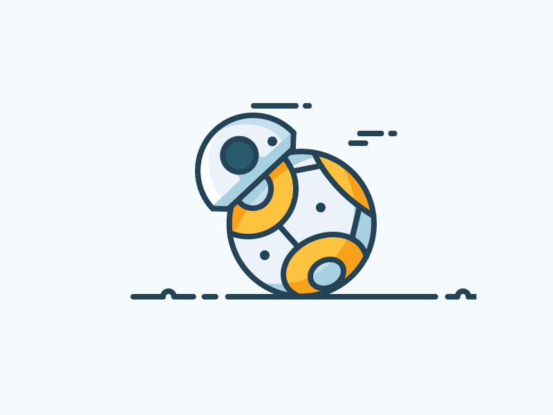 BB8 Riding! animation bb-8 bb8 droid fast icon illustration outline riding rolling speed star wars