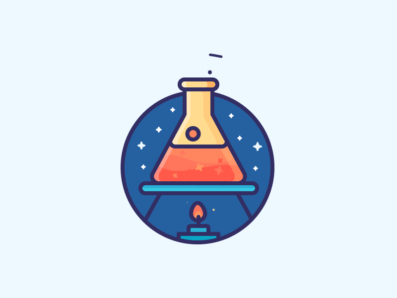 Chemistry! biology boiling bubbling chemistry experiment fire flask icon illustration liquid outline stars