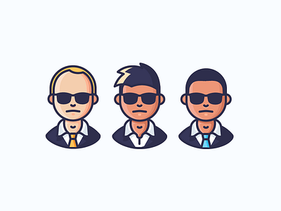 FBI avatars characters glasses icon illustration man men outline people shades suit tie