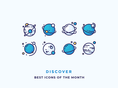 Best Icons Of The Month! earth galaxy icon illustration moon outline planet pluto satellite saturn solar system space