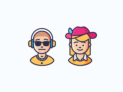 Couple Goals! boy boyfriend characters girl girlfriend headphones icon illustration man outline sunglasses woman