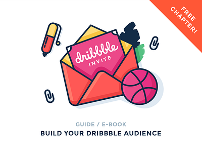 Build Your Dribbble Audience - Invitation ball dribbble envelope icon illustration invitation invite leaves letter message outline pen