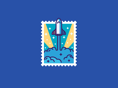 Best Icons Of The Month! icon illustration launch liftoff musk outline post rocket space spacex stamp stars