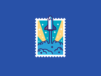 Best Icons Of The Month! icon illustration launch liftoff musk outline post rocket space spacex stamp stars