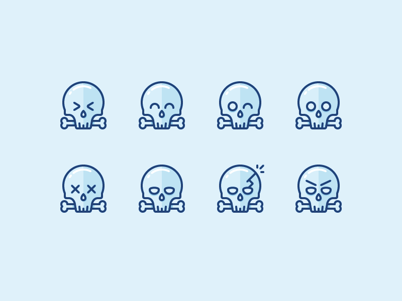 Ahhrrr! Skulls and Pirates! angry bones dead emoji emotions icon illustration outline pirates sad skull smiling