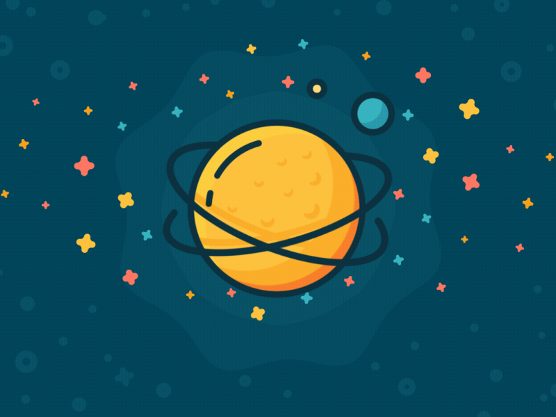 Planet Animation animation cosmos galaxy icon illustration moon outline planet rotating solar space stars