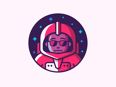 Space Cadet! astronaut cool cosmos galaxy icon illustration night outline space spacesuit stars sunglasses