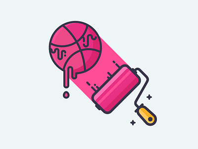 Colors! color colour draw dribbble dripping icon illustration logo outline paint pink roller