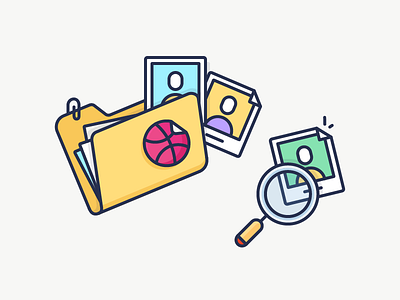 Searching for Dribbble players dribbble find folder icon illustration look for magnifying glass outline player profile research search