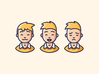 Emotions character emoji emotions happy icon illustration laughing man outline people pleased sad