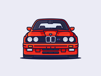 BMW M3 auto automotive bmw car e30 fast headlights icon illustration m3 outline sports