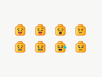 LEGO Emoji angry emoji emotion happy head icon illustration lego nervous outline sad surprised