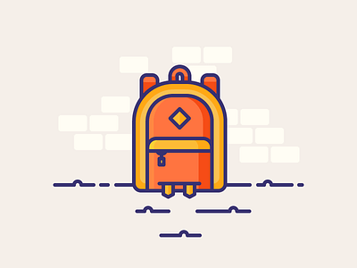 Compact Backpack backpack bag explore hike icon illustration outline pack sack packing rag sack stuff travel
