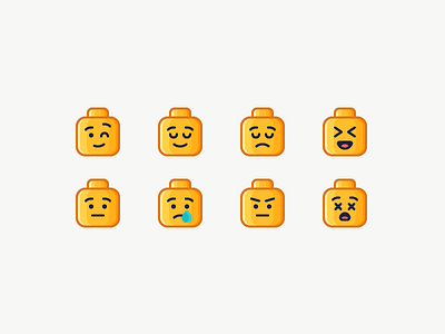 LEGO Emoji angry dead emoji emotion happy head icon illustration lego outline sad surprised