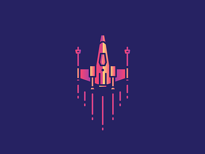 X - Wing fleet fly gradient icon illustration outline space spaceship star wars x wing x wing