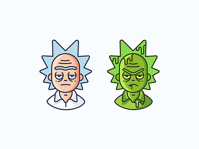 Rick & Toxic Rick animation art exhibit cartoon character icon illustration outline rick rick and morty toxic tv series vector