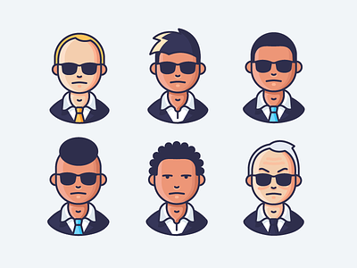 FBI agents black character fbi glasses icon illustration male man man in black matrix outline people shades suits ties