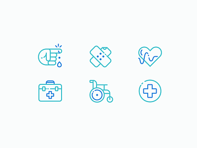 Medical Icons - part 2 cut hand health heart hospital icon iconography illustration medic medical outline plaster suitcase wheelchair