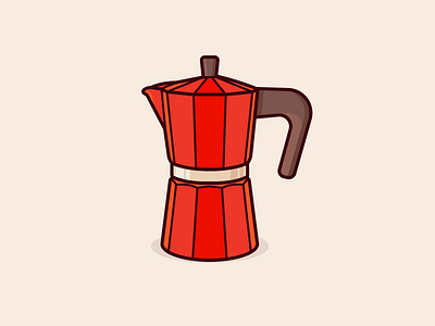 Coffee Anyone? boil caffeine coffee espresso espresso machine icon illustration kettle morning outline red