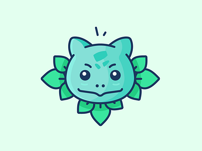 Pokemon! animal bulbasaur character cute emoji green icon illustration leaves outline pokemon