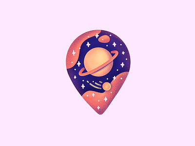 Planet Pin galaxy icon illustration meteor meteorite outline pin planet saturn space stars