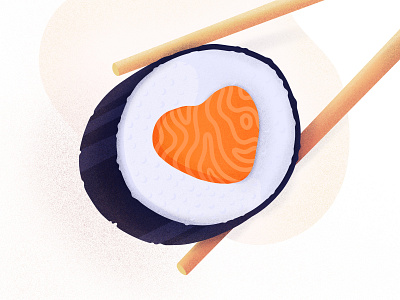 Sushi chopsticks eat food heart icon illustration love procreate sushi