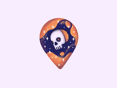 Skull Pin! brain character dead emoji galaxy icon illustration location pin skull space stars undead