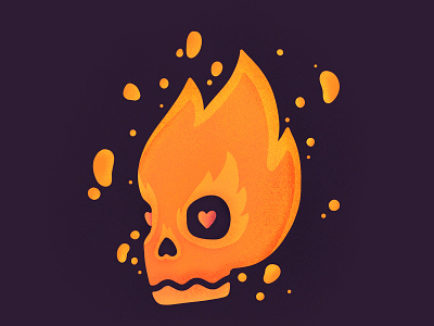 💀 burning dead fire heart icon illustration kills love procreate skull
