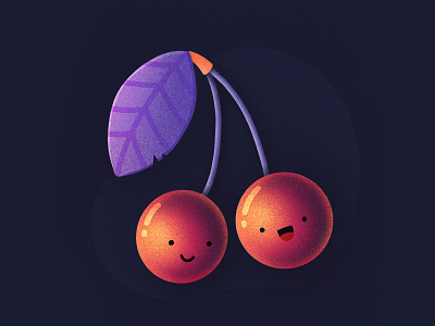 Cherries! berries berry character cherries cherry emoji food friends fruit happy icon illustration procreate smiling